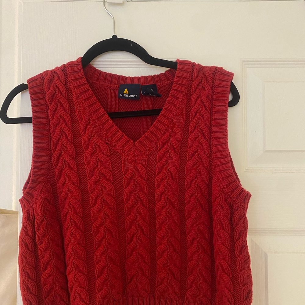 Women's Red Cable Knit Sweater Vest